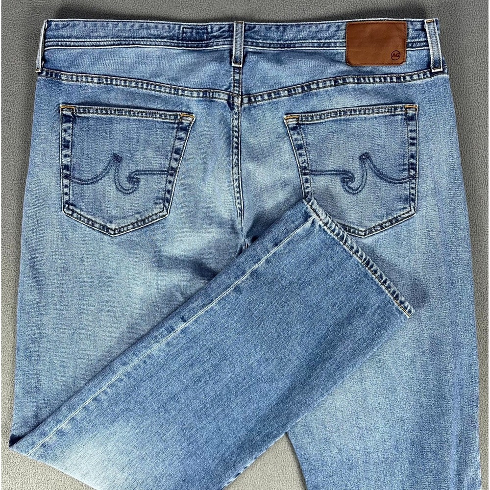 Adriano Goldschmied Jeans 40x34 Blue The Protege Straight Whiskered Distressed